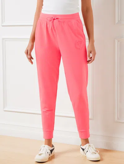 TALBOTS PLUS SIZE - MODAL FRENCH TERRY CLASSIC EMBROIDERED CREST JOGGER PANTS - PINK LEMONADE - 2X TALBOTS