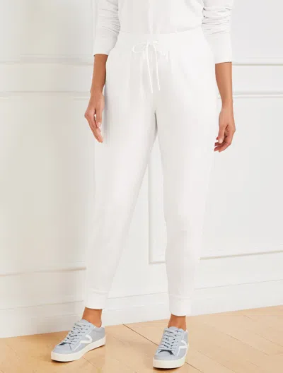 TALBOTS PLUS SIZE - MODAL FRENCH TERRY CLASSIC EMBROIDERED CREST JOGGER PANTS - WHITE - X TALBOTS