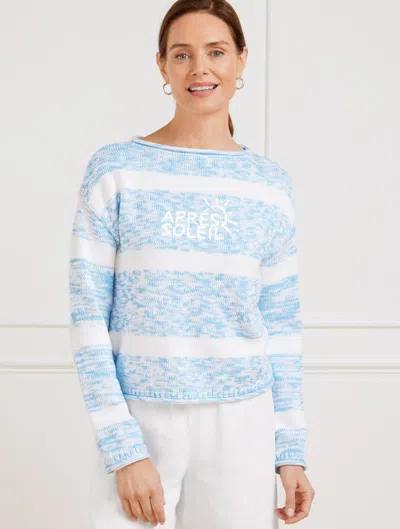 TALBOTS PLUS PETITE - ROLL NECK SWEATER - SOLEIL STRIPE - BLUEBELL/WHITE - X TALBOTS