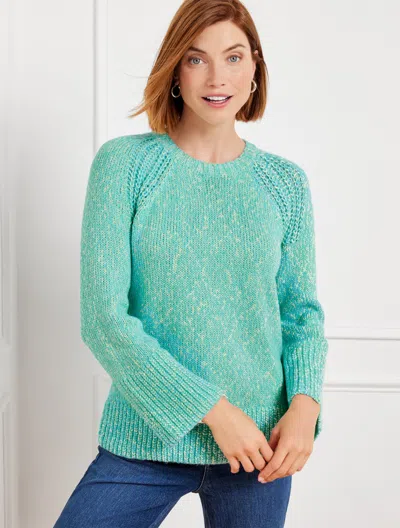 TALBOTS PLUS SIZE - SHAKER STITCH SWEATER - MARL - GLEAM/OPAL BLUE - 3X TALBOTS