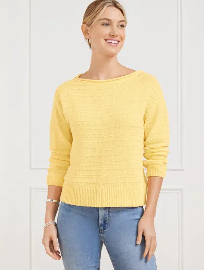 TALBOTS PLUS SIZE - TEXTURED BOATNECK PULLOVER SWEATER - CORNSILK - 3X - 100% COTTON TALBOTS