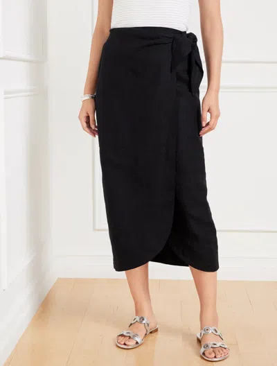 TALBOTS PLUS SIZE - TULIP HEM LINEN SKIRT - BLACK - 24 TALBOTS