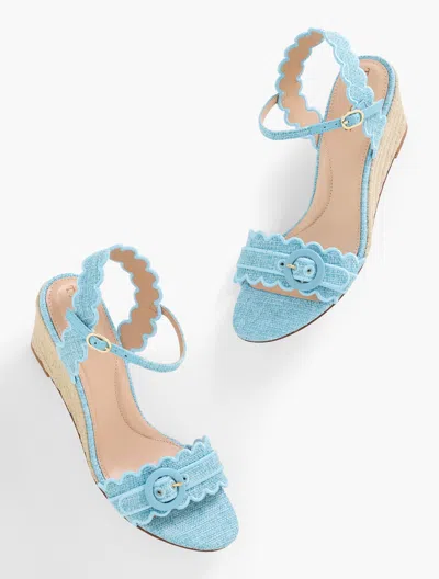 TALBOTS ROYCE SCALLOPED WEDGE SANDALS - BLUEBELL - 10M TALBOTS