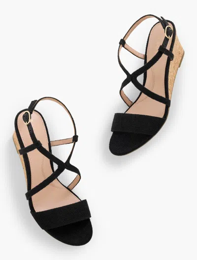 TALBOTS ROYCE WEDGE SANDALS - BLACK - 8M TALBOTS