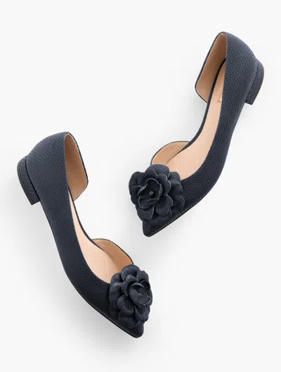 TALBOTS SCARLET FLOWER EMBOSSED FLATS - BLUE - 11M TALBOTS