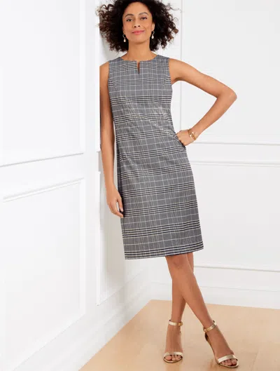 TALBOTS MISSES - LAKE GLEN PLAID SLEEVELESS SHEATH DRESS - IVORY - 14 TALBOTS