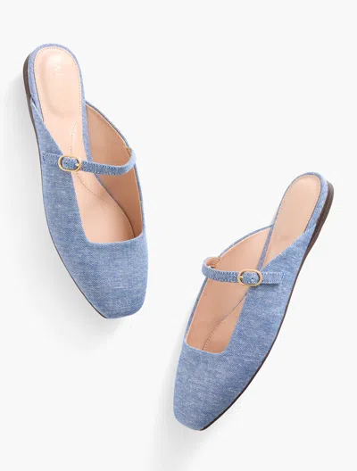 TALBOTS SLOAN MARY JANE DENIM MULES - BLUE - 11M - 100% COTTON TALBOTS