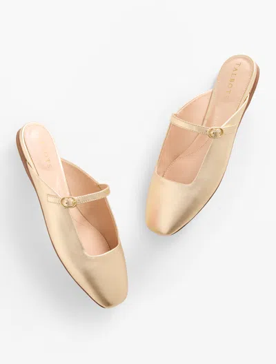 TALBOTS SLOAN MARY JANE METALLIC LEATHER MULES - GOLD - 10M TALBOTS
