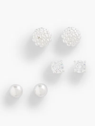 TALBOTS STERLING SILVER BALL CLUSTER STUD EARRING SET - 001 TALBOTS