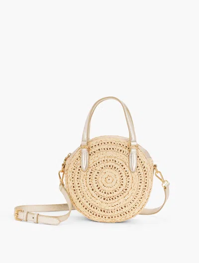 TALBOTS STRAW ROUND CROSSBODY BAG - NATURAL/PLATINO - 001 TALBOTS