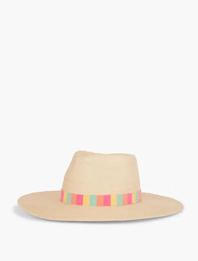 TALBOTS STRIPE PALM HAT - NATURAL STRAW - 001 TALBOTS