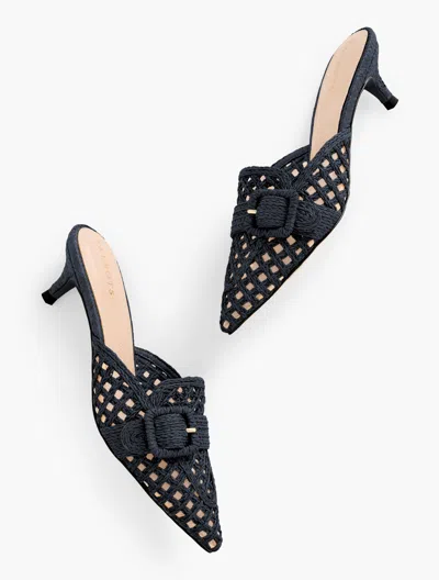 TALBOTS SYLVIE WOVEN RAFFIA MULES - BLUE - 9 1/2 M TALBOTS