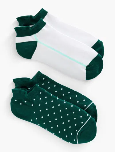 TALBOTS T BY TALBOTS PIN DOT 2-PACK ANKLE SOCKS - HERITAGE GREEN - 001
