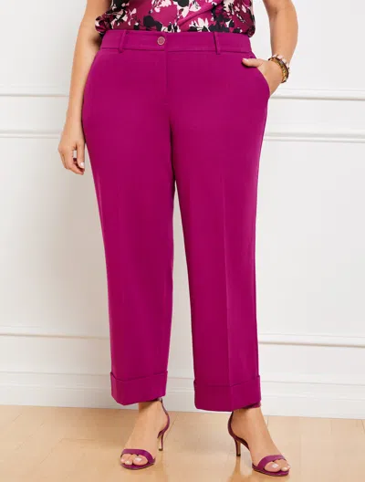 TALBOTS PLUS PETITE - TAILORED STRETCH SLIM WIDE ANKLE PANTS - BERRY - 14 TALBOTS