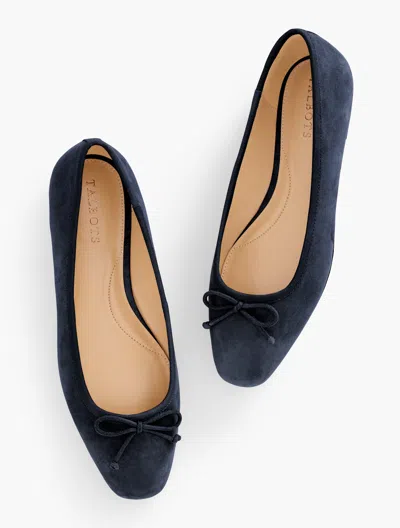 TALBOTS TINSLEY BOW SUEDE BALLET FLATS - BLUE - 9M TALBOTS