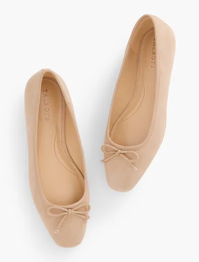 TALBOTS TINSLEY BOW SUEDE BALLET FLATS - RATTAN - 10M TALBOTS