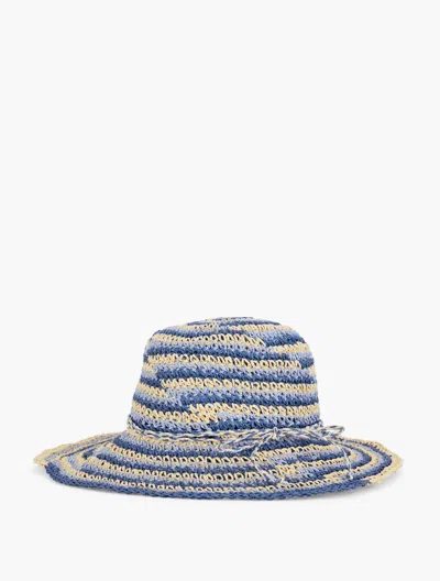 TALBOTS TWO-TONE STRAW HAT - BLUE - 001 TALBOTS