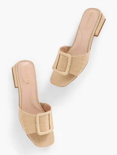 TALBOTS VIV BUCKLE RAFFIA SLIDES - MEDIUM NATURAL - 9 1/2 M TALBOTS
