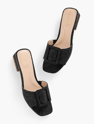 TALBOTS VIV BUCKLE SLIDES - BLACK - 10M TALBOTS