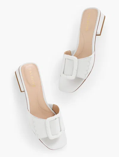 TALBOTS VIV BUCKLE SOFT NAPPA SLIDES - WHITE - 11M TALBOTS