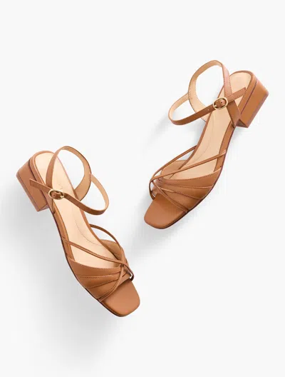 TALBOTS VIV STRAPPY NAPPA BLOCK HEEL SANDALS - HAVANA TAN - 9 1/2 M TALBOTS