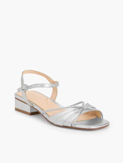 TALBOTS VIV STRAPPY METALLIC NAPPA BLOCK HEEL SANDALS - SILVER - 10M TALBOTS