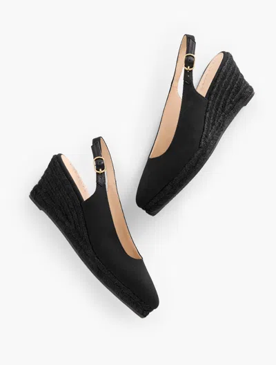 TALBOTS VIVI CANVAS SLINGBACK ESPADRILLE WEDGES - BLACK - 11M - 100% COTTON TALBOTS