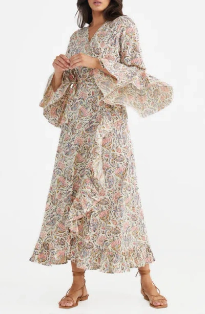 TALISMAN THE LABEL TALISMAN THE LABEL CARLY FLORAL WRAP FRONT COTTON DRESS