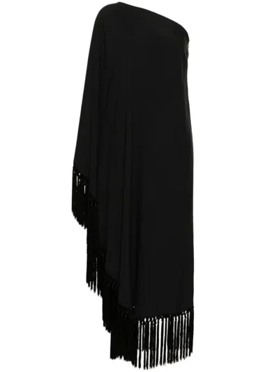 TALLER MARMO WOMEN BLACK ARNO FRINGED LONG DRESS, XS LUXURY DRESSES FOR WOMEN DARVEYS