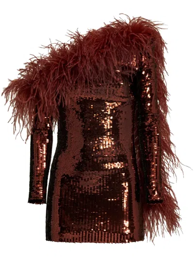 TALLER MARMO GARBO DISCO FEATHER-TRIM MINIDRESS