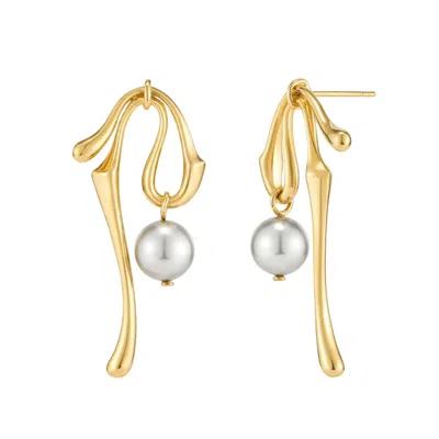TAMI&TAMI WOMEN'S HERADI WAVE GOLD PEARL EARRINGS