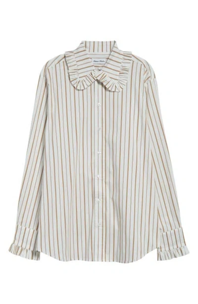TANNER FLETCHER TANNER FLETCHER GENDER INCLUSIVE PIPPA STRIPE RUFFLE BUTTON-UP SHIRT