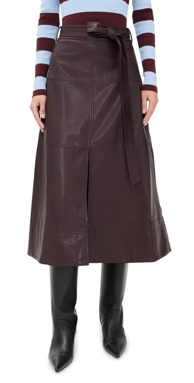 TANYA TAYLOR HUDLEY FAUX LEATHER SKIRT OXBLOOD