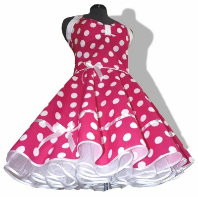 TANZKLEID DER 50ER TANZKLEID DER 50ER PUNKTEKLEID ROCKABILLY PINK GROSSE WEISSE TUPFEN