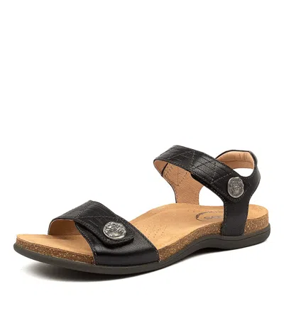 TAOS TAOS PIONEER TS BLACK LEATHER WOMENS SHOES CASUAL SANDALS SANDALS FLAT