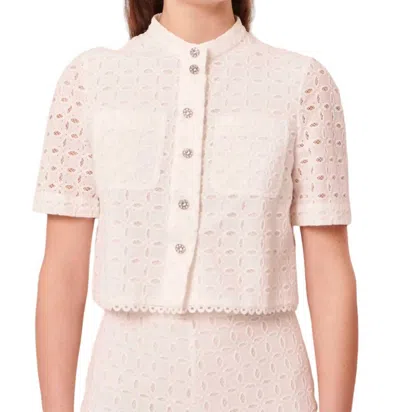 TARA JARMON CHERYL EMBROIDERED SHIRT IN WHITE