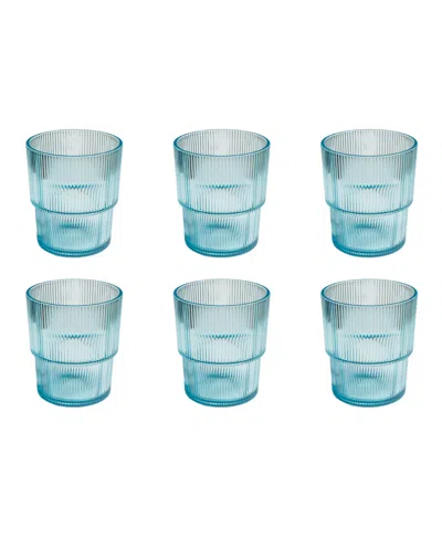 TARHONG FINE RIBBED DOUBLE OLD FASHIONED GLASSES, SET OF 6