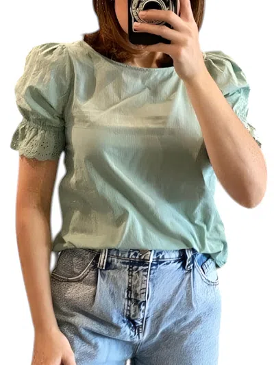 TART BY TAYLOR AQUA PUFF SLEEVE TOP IN GREEN