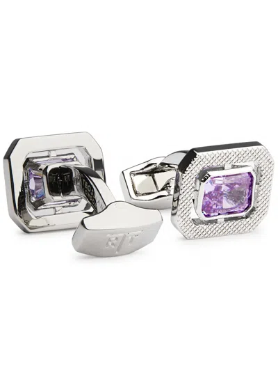 TATEOSSIAN TATEOSSIAN CRYSTAL-EMBELLISHED PALLADIUM-PLATED CUFFLINKS