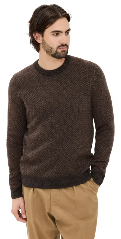 TAYLOR STITCH EDDY HERRINGBONE CREWNECK SWEATER COFFEE HERRINGBONE
