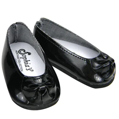 TEAMSON SOPHIA'S FAUX PATENT LEATHER DRESS SHOES FOR 18" DOLLS, BLACK
