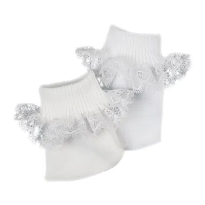 TEAMSON SOPHIA'S LACE TRIM SOCKS FOR 15" TO 18'' DOLLS, WHITE