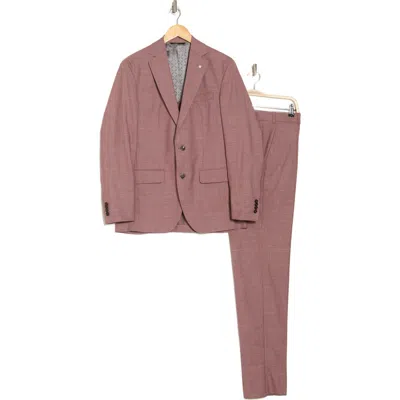 TED BAKER TED BAKER LONDON KARL SLIM FIT CORAL CROSSHATCH WOOL BLEND SUIT