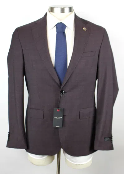 TED BAKER TED BAKER LONDON SUIT 40 R MEN'S ROGER SLIM FIT WOOL PURPLE PINK PIN DOT