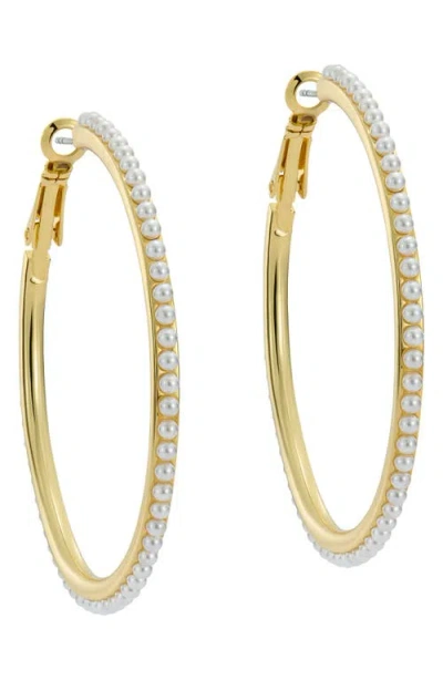 TED BAKER TED BAKER PERLA FAUX PEARL HOOP EARRINGS