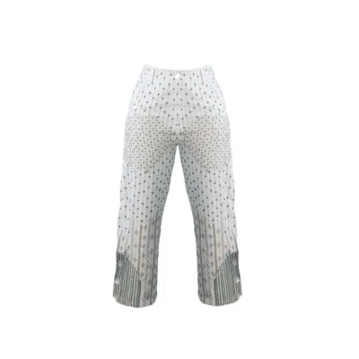 TEGA COLLECTIVE WOMEN'S WHITE ALANKARA SPLIT HEM EMBROIDERED TROUSERS