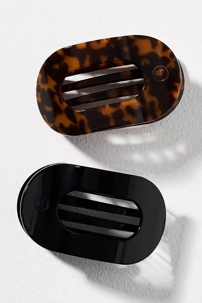 TELETIES MEDIUM FLAT ROUND HAIR CLAW CLIPS, SET OF 2