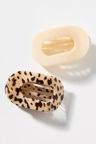 TELETIES MEDIUM FLAT ROUND HAIR CLAW CLIPS, SET OF 2