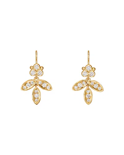 TEMPLE ST CLAIR 18K YELLOW GOLD FOGLIA DIAMOND DROP EARRINGS