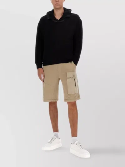 TEN C FRONT POCKET HOODED SWEATER WITH RIBBED FINISH